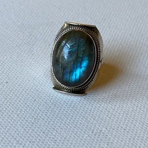 Large Labradorite and Silver Ring